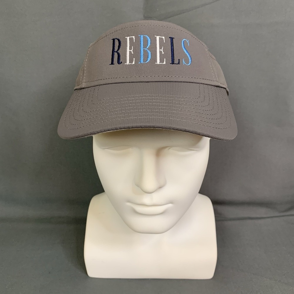 New The Game Visor Hat Cap One Size Strap Back Gray Blue White Rebels Script